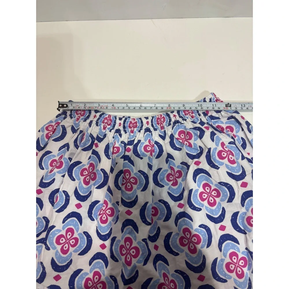 Gymboree Skirt Girls 7 White Pink Blue Floral Medallion Elastic Waist cotton